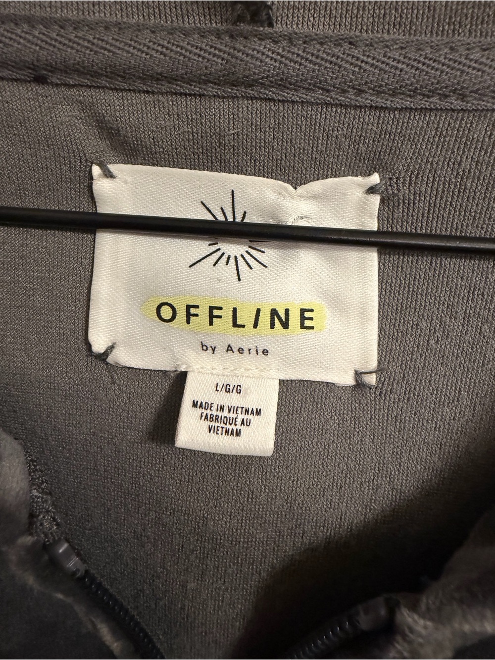 aerie Charcoal Gray Velour Zip-Up Hooded Sweatshirt, Size Large, NWOT - Picture 3 of 8